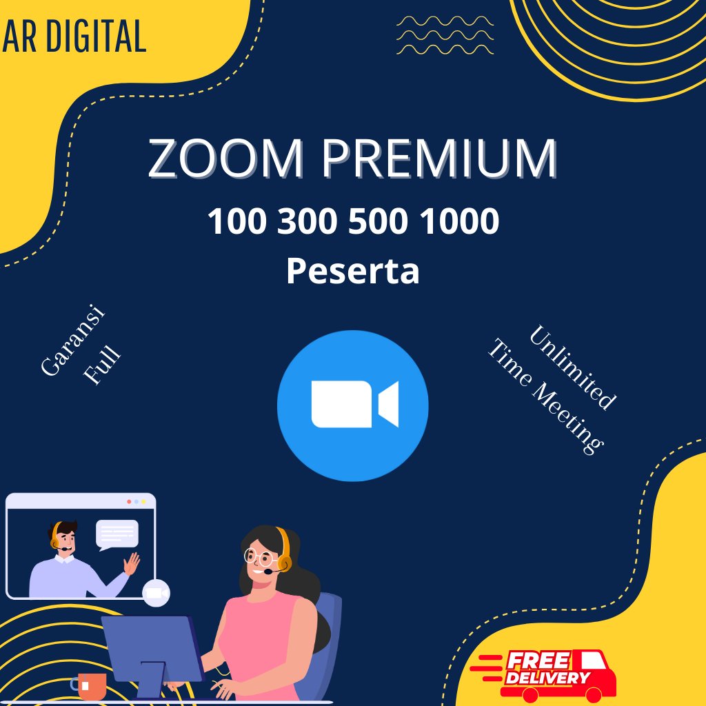 Lisensi Zoom Premium 100 300 500 1000 Peserta dengan Waktu Rapat Tanpa Batas