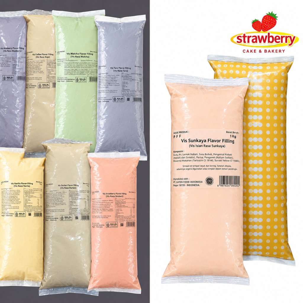 Sonton Vla / Filling Selai Isian Roti 1 kg - Aneka Rasa Lengkap : ( Sarikaya / Durian / Pandan / Che