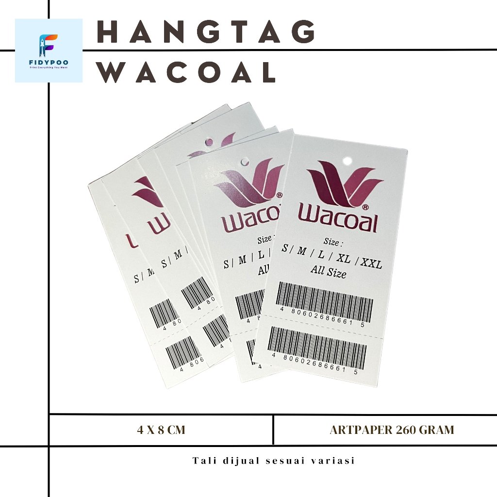 Hangtag Wacoal size // Label tag sepatu tas baju branded