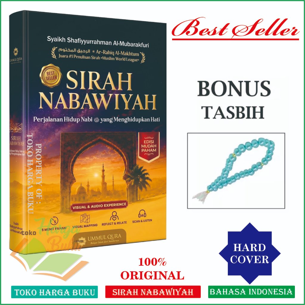 SIRAH NABAWIYAH Original BONUS Tasbih & Audio Book QR Sejarah Hidup Nabi Muhammad Rasulullah Ar-Rahiq Al-Makhtum Asli Hard Cover UMMUL QURA