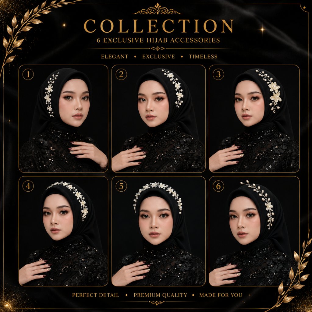 RISAOSHOP - Mahkota Headpiece Hijab Mutiara Premium / Hiasan Rambut Pesta Jilbab Pengantin untuk wis