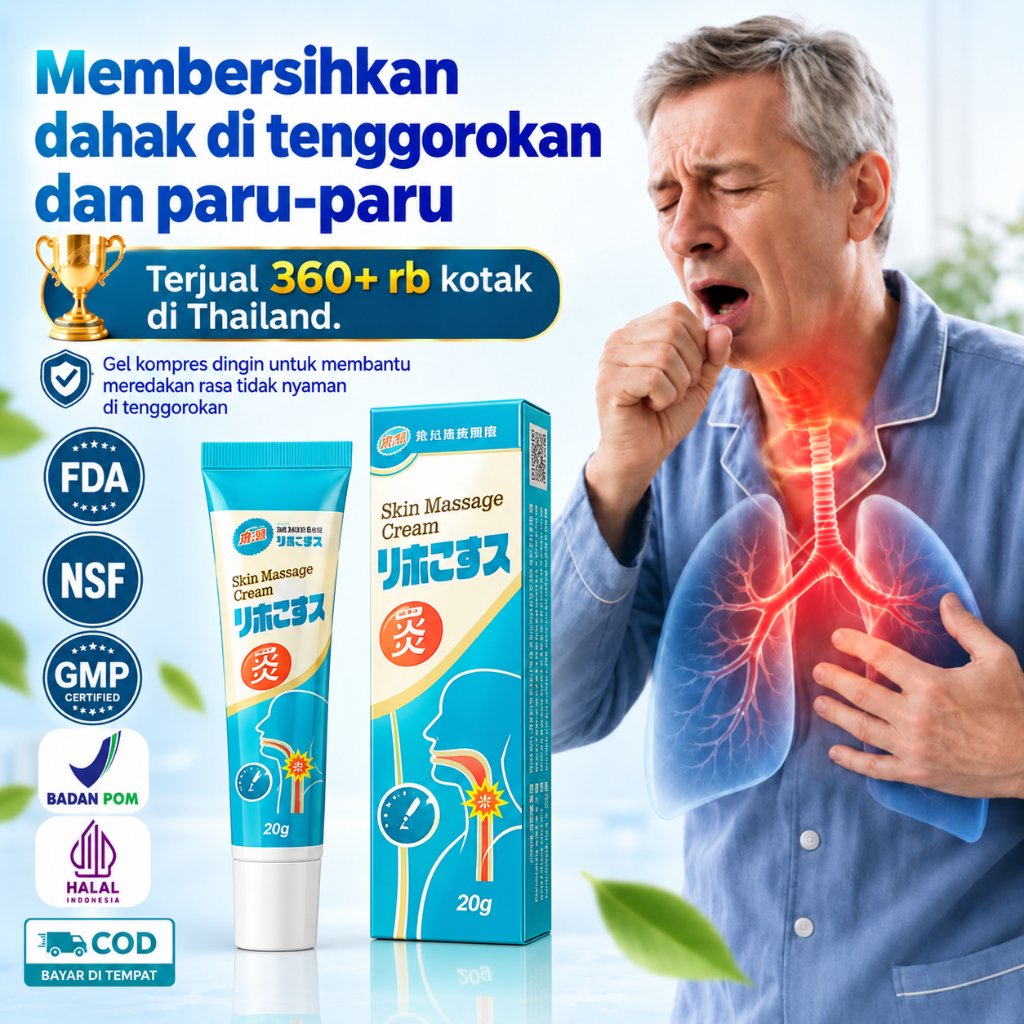 Gel Tenggorokan Herbal 20g untuk Bersihkan Dahak Paru-Paru, Batuk Berdahak, Dada Sesak & Napas Berat