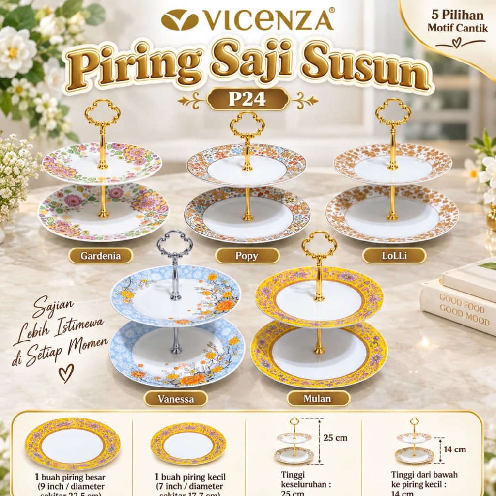 PIRING SAJI/ PIRING KUE SUSUN 2 VICENZA