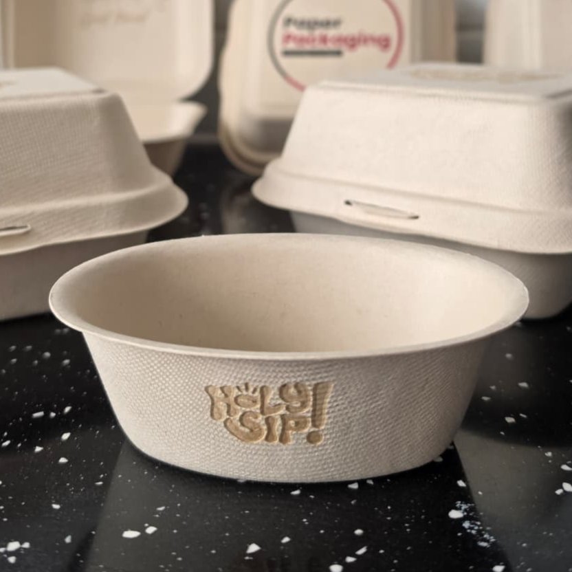 Cup + Logo Custom Bagasse Cup Ice Cream 200 ml Oval Tempat Ice Cream Es Krim Gelato Sugarcane Eco Fr