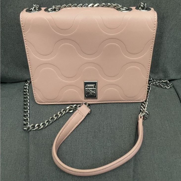 Preloved ORIGINAL Tas Benetton Wanita Sling Bag Selempang Pink Preloved Kulit Pink Nude Tali Rantai 