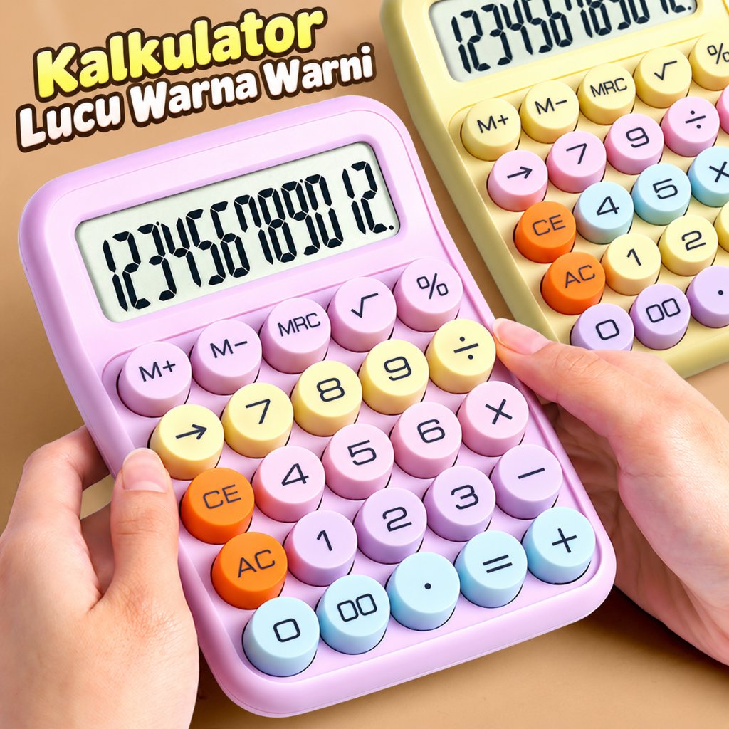 Kalkulator Lucu 12 Digit Warna Warni Korea Kalkulator Aesthetic Sekolah Portabel Warna Permen