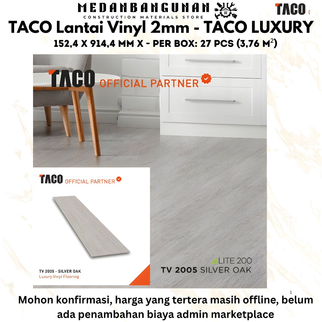 TACO Vinyl 2mm -Lantai Vinyl Plank Tebal 2mm TACO LUXURY - Vinyl Plank TACO Tebal 2mm - Sumatera Uta