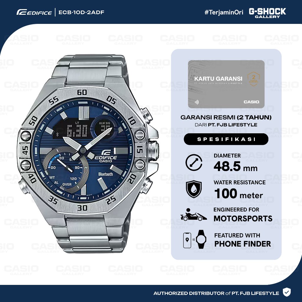 Casio Edifice Jam Tangan Pria Edifice Analog Digital Original ECB-10D-2ADF