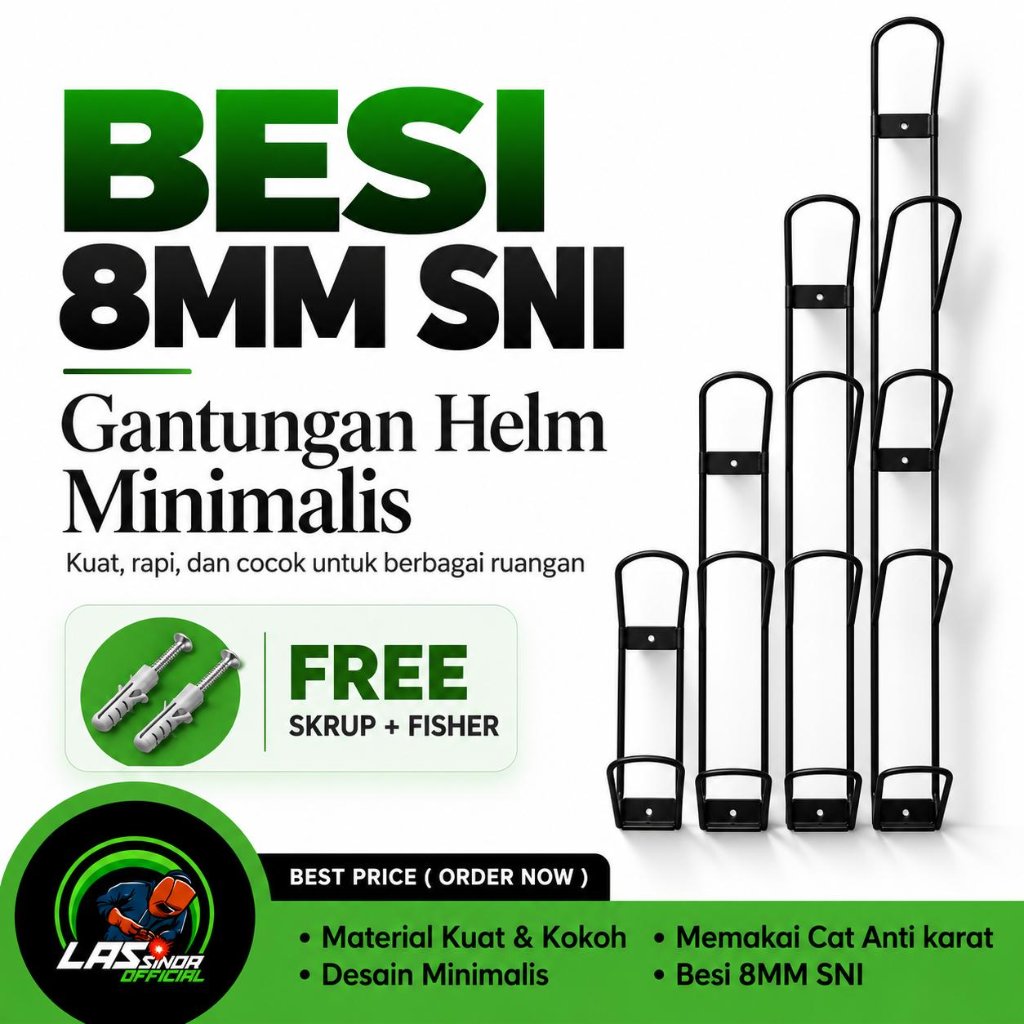 Rak Helm Kokoh Tempat Helm Tempel Dinding, GANTUNGAN HELM DINDING RAK HELM SUSUN