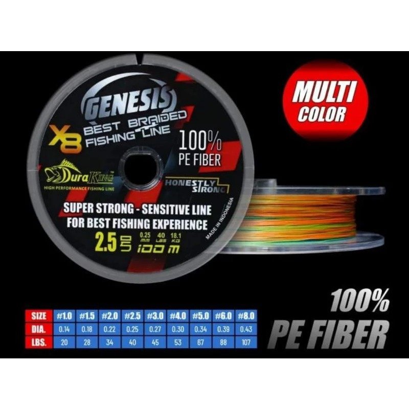 Senar pancing PE braid pe genesis duraking x8 100M senar pe pancing