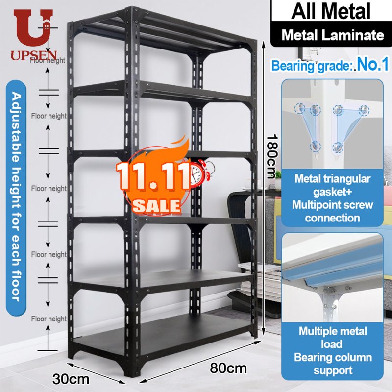 100% BESI Rak Besi Susun 120*40*200CM Rak besi siku 5 susun Rak barang Rak gudang Rak dapur Rak Buku