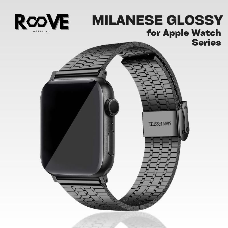 Roove Milanese Strap Trilinear Glossy cocok untuk jam tangan apple watch series 1 2 3 4 5 6 7 8 9 10