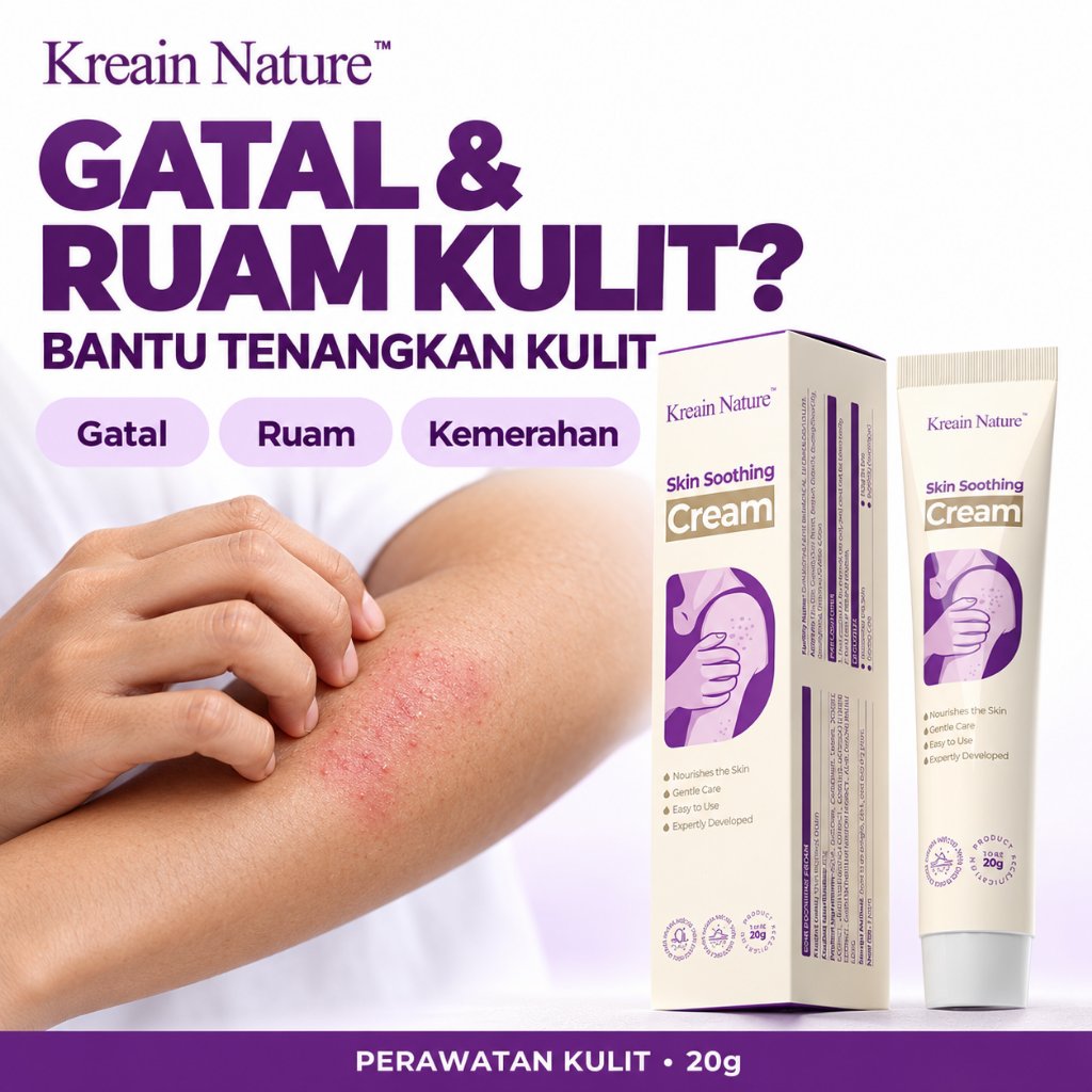 Kreain Nature Gel Redakan Gatal & Ruam Kulit - Atasi Eksim, Kurap, Alergi Bengkak Merah - Perawatan 