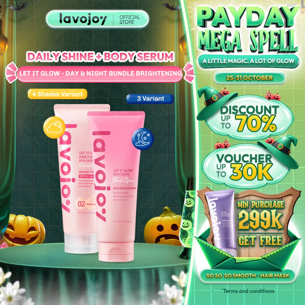 [BUNDLE DAY&NIGHT] Lavojoy Let It Glow Daily Shine Body Serum Instant Tone Up Delicate Rose with SPF