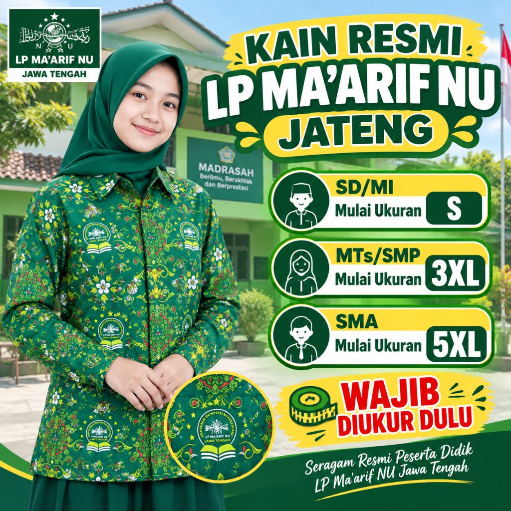 Baju Batik Siswa MI/MTs/MA Maarif NU Jawa Tengah ASLI