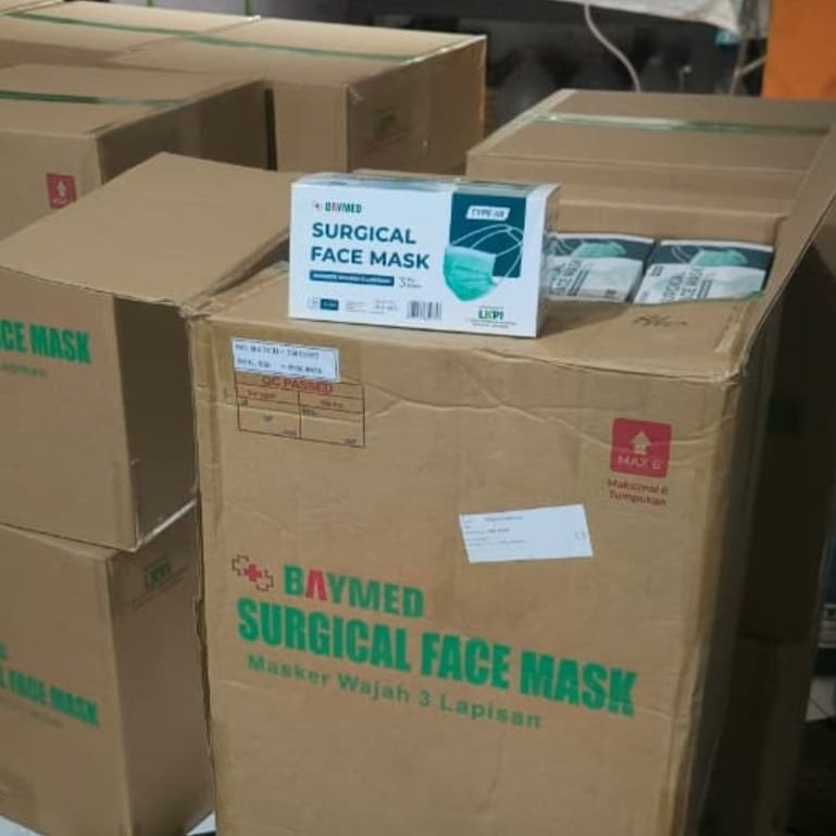 Masker Hijab Hijau / Headloop Baymed ( PerKarton = isi 40box )