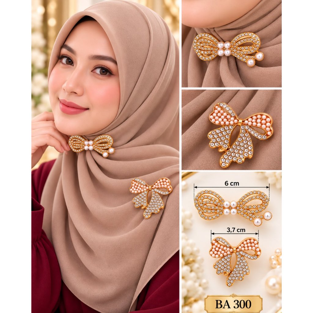 Bros Jilbab Ring Cincin dengan Aksen Mutiara Elegan