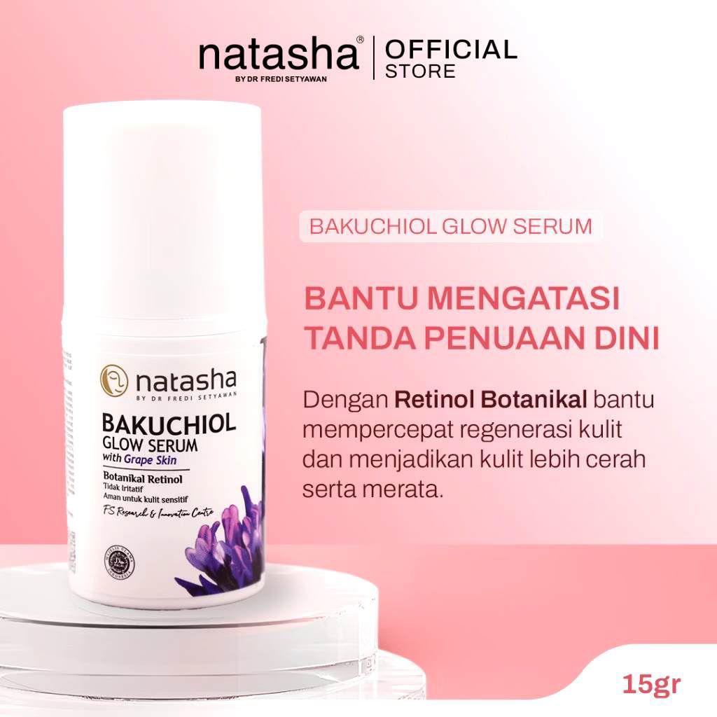 NATASHA SKINCARE BAKUCHIOL GLOWING SERUM / SERUM GLOWING Serum anti aging, Serum anti flek -Natasha 
