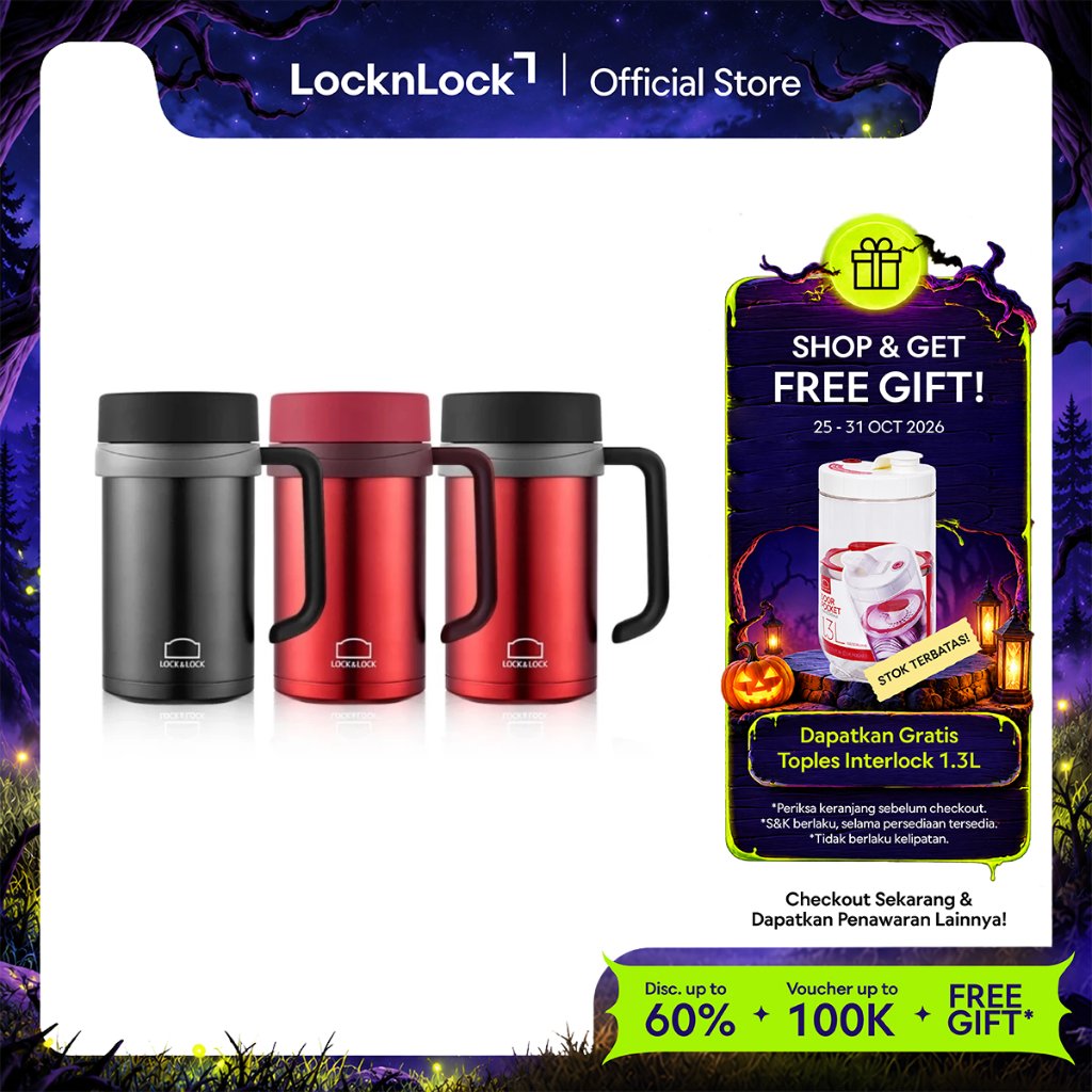 LocknLock New Basic Table Mug 500ml Tumbler Panas & Dingin Botol Minum Gelas Tumbler - LHC4026