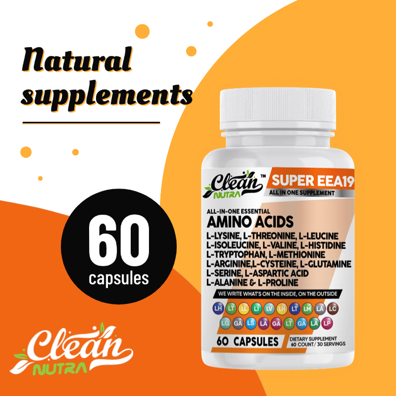 Suplemen Asam Amino untuk Energi, Vitalitas, dan Dukungan Kulit & Rambut, 60 Kapsul
