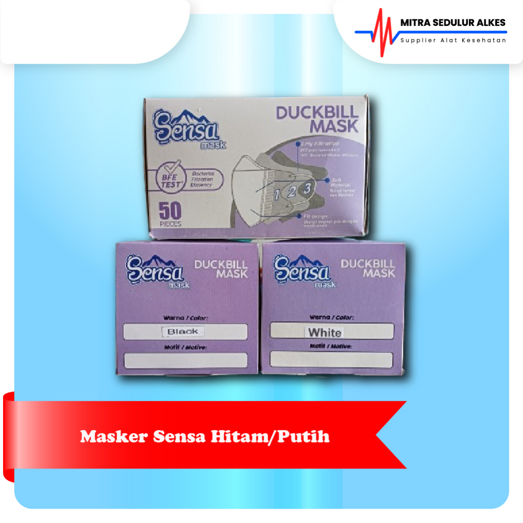 Masker Duckbill Sensa Hitam Putih Eco Green