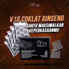 

Coklat V.10 Ginseng 1 Box isi 5 sachet Coklat Vten Coklat Original.