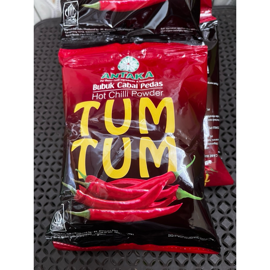 

BUBUK CABAI/ ANTAKA TUM TUM - Bubuk cabai Pedas isi 100gr/bks