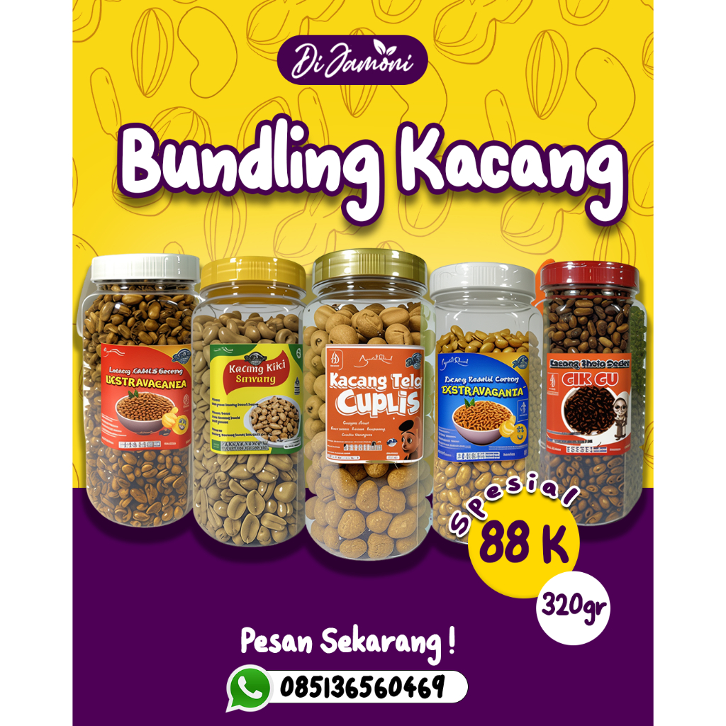 

Promo Termurah !!! Paket Bundling Camilan Snack Kacang Asin, Pedas, Manis, Gurih