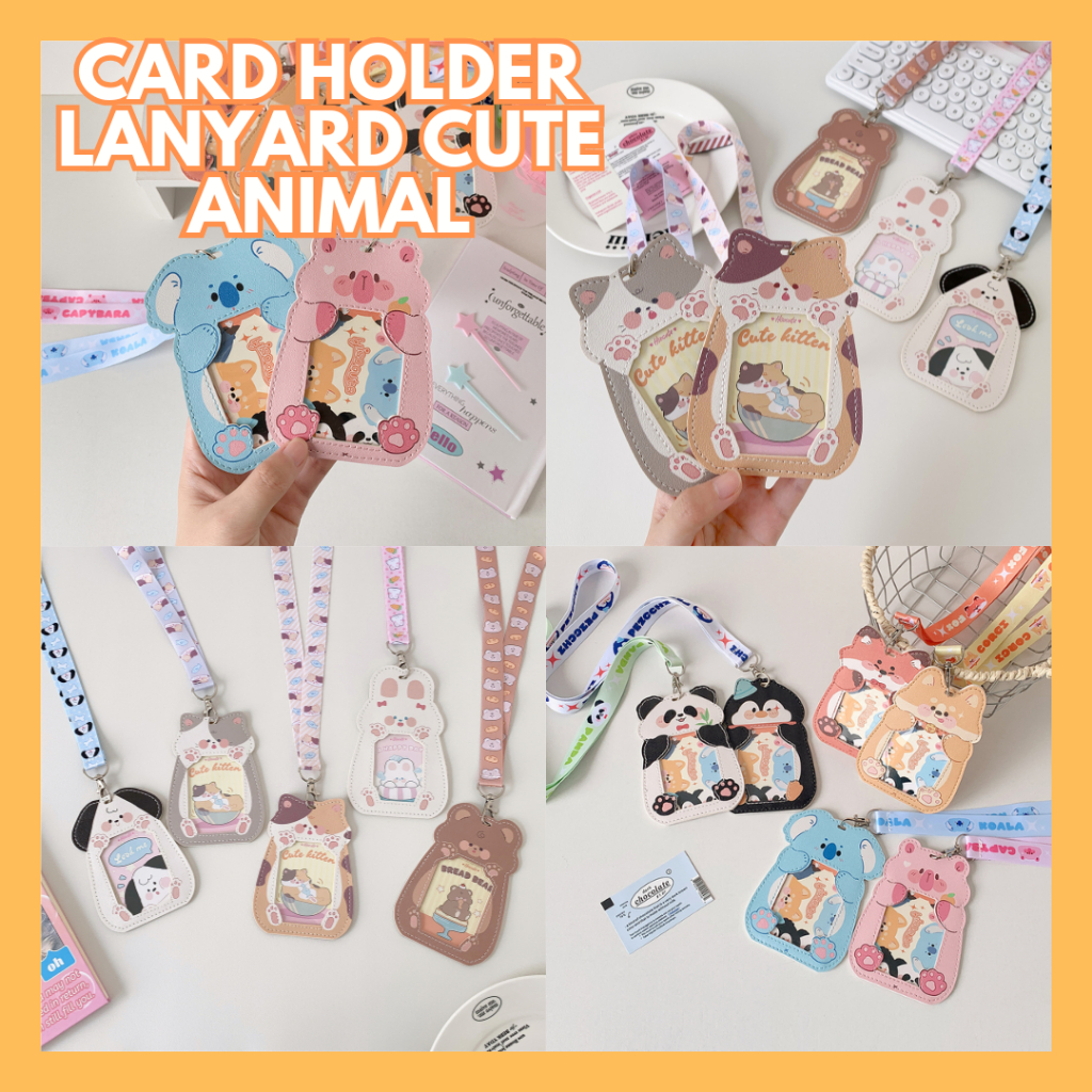 

[HAMCHODING17] CARD HOLDER LANYARD CUTE ANIMAL BEAR CAT DOG BUNNY