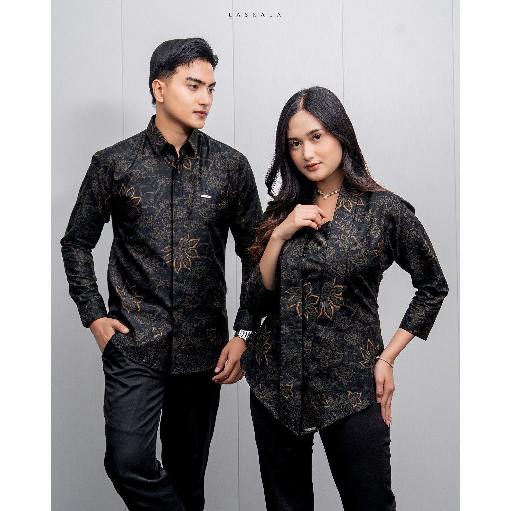 Laskala Batik Premium Aravindra Couple Set Batik Pria dan Kebaya Kutu Baru Wanita