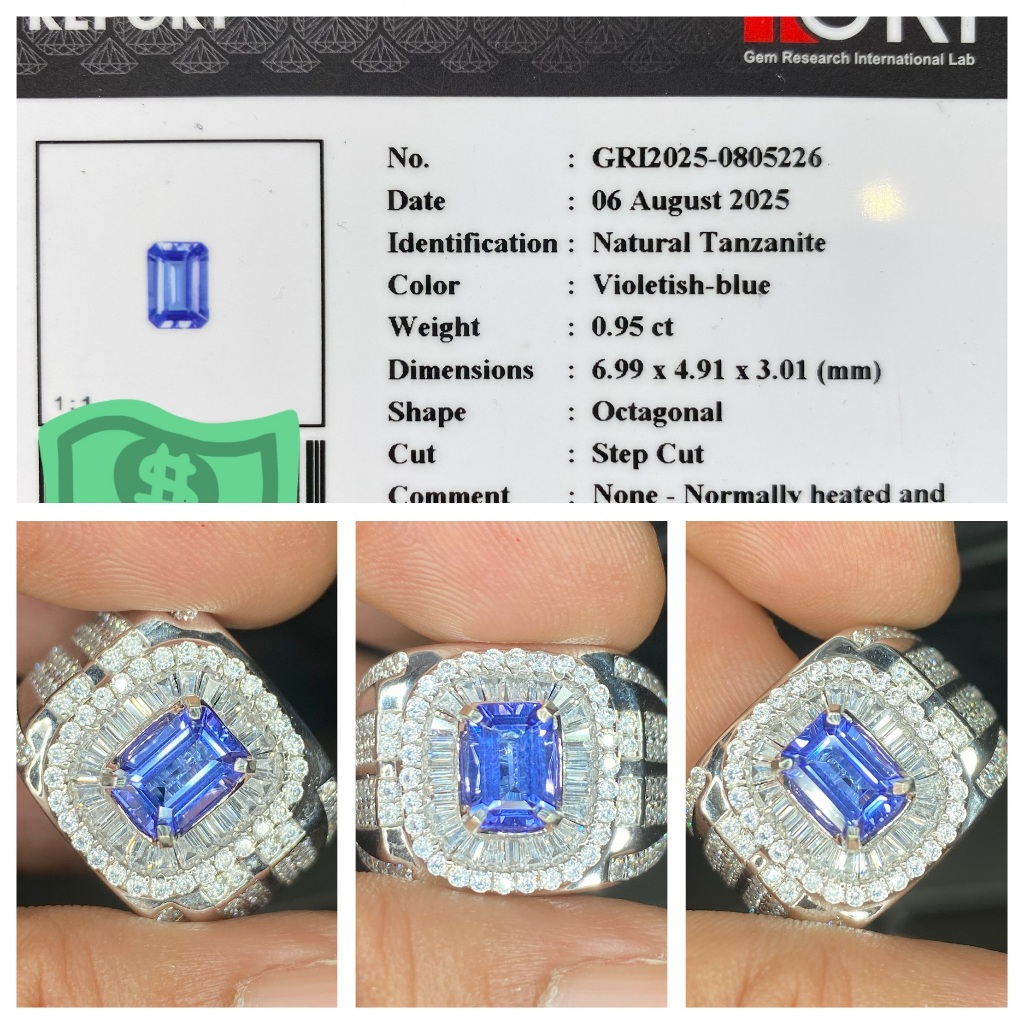 Natural 0.95ct violetish blue tanzanite clean top luster