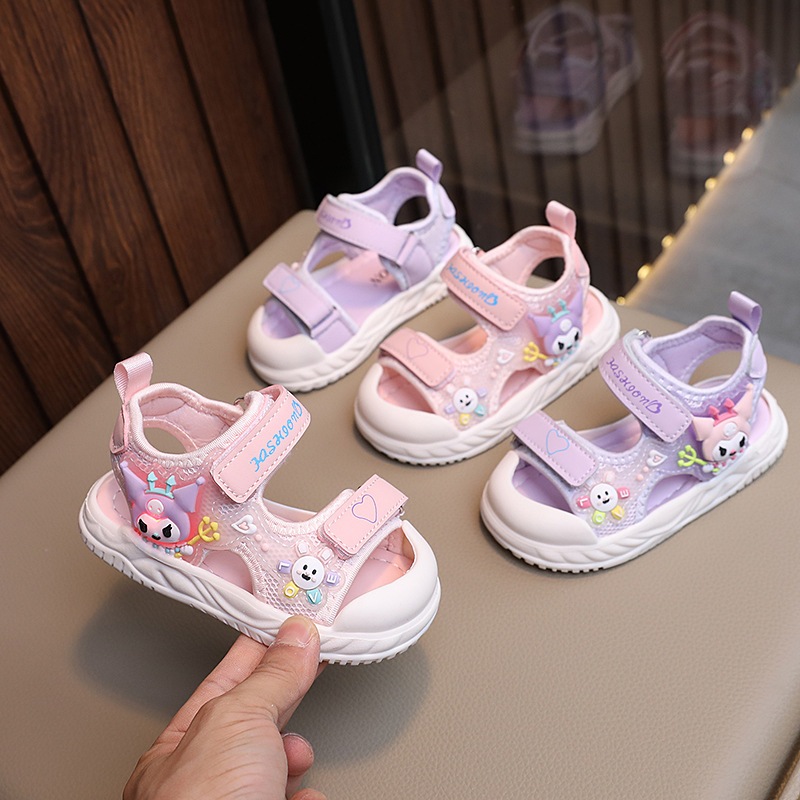 Sandal Sepatu LED Kuromi Sendal Anak Perempuan Model Kekinian
