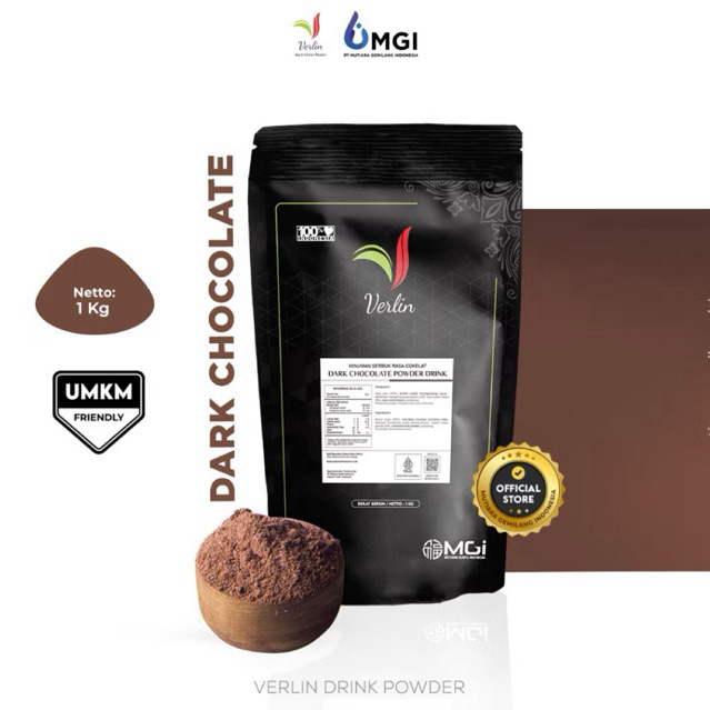 

Verlin Powder DARK CHOCO PLAIN 1kg / Bubuk Minuman Dark Chocolate BEST SELLER