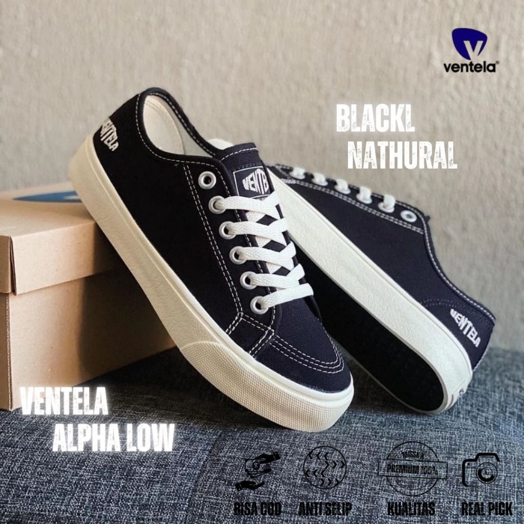 Sepatu Vantela Alpha Low Black Nathural Original Official Store