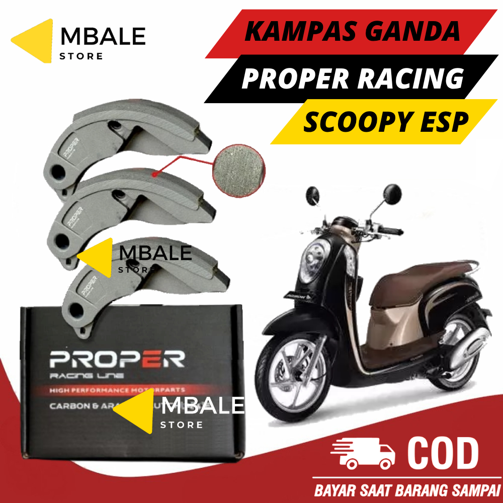 Kampas Ganda Proper Carbon Aramid Scoopy Esp 2015-2016 Ring 14 Original