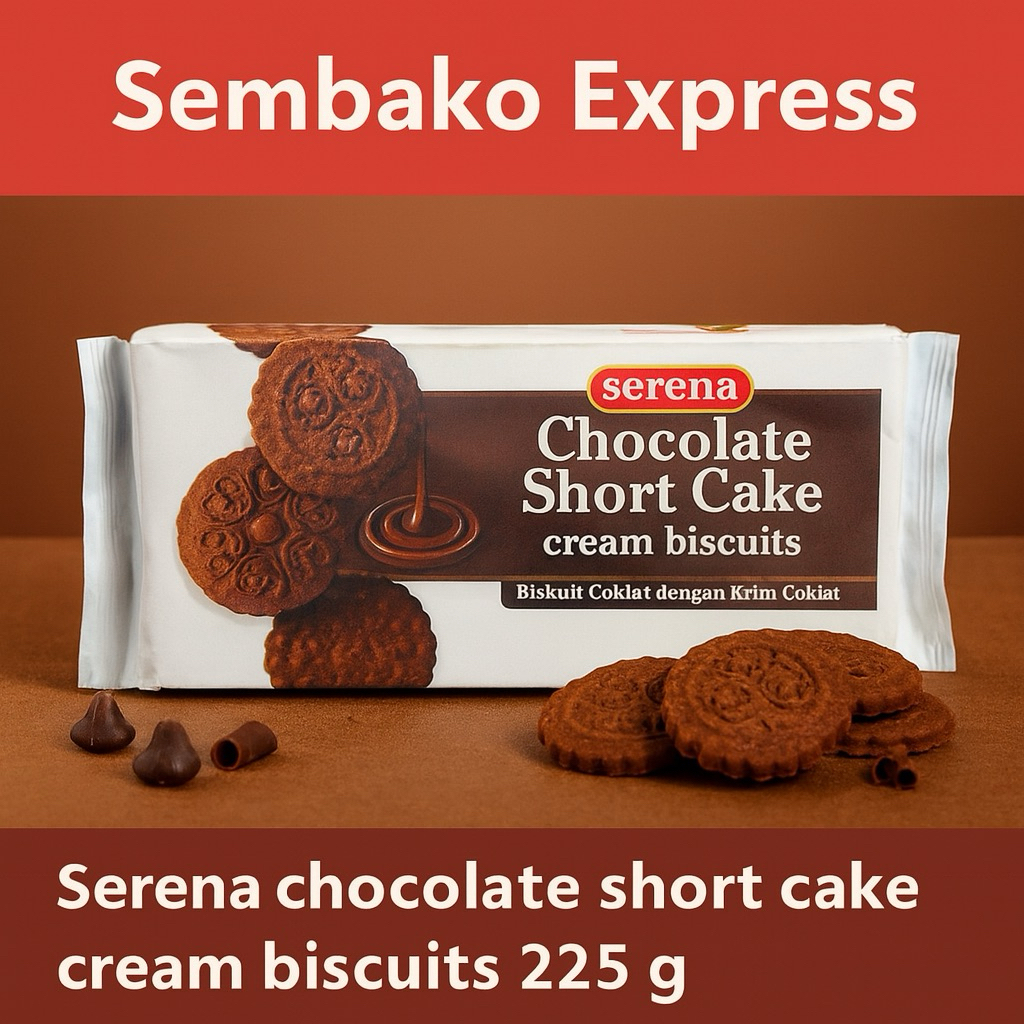 

Serena Chocolate Short Cake Cream Biscuits 225 g – Biskuit Cokelat Isi Krim Lezat