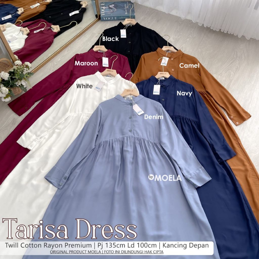 Moela Berlabel Tarisa Dress Gamis Polos Jumbo Allsize Busui Premium Catton Rayon Original