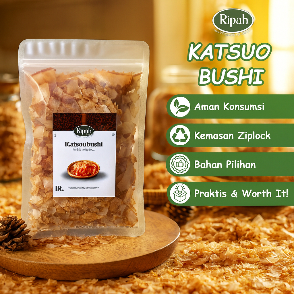 

Katsuobushi | Bonito Flakes | Cakalang Serut Halal 20 Gram | Ripah Rempah Premium