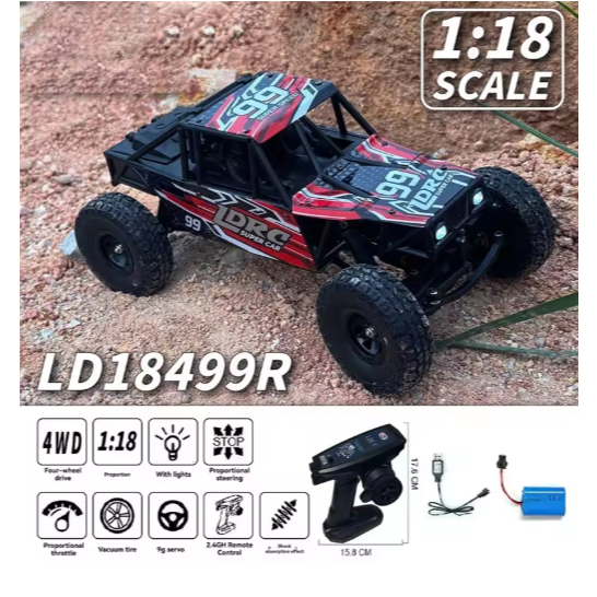 LDRC LD18499 Mobil RC Adventure Offroad 4x4 Full Proportional Skala 1:18 Pipe Rack RC Car Full Propo