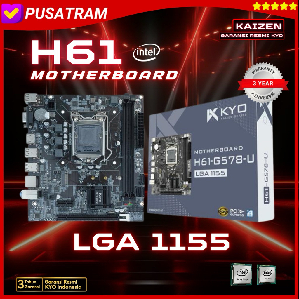 Motherboard KAIZEN H61 LGA 1155 DDR3 H61 Mainboard Mobo H61