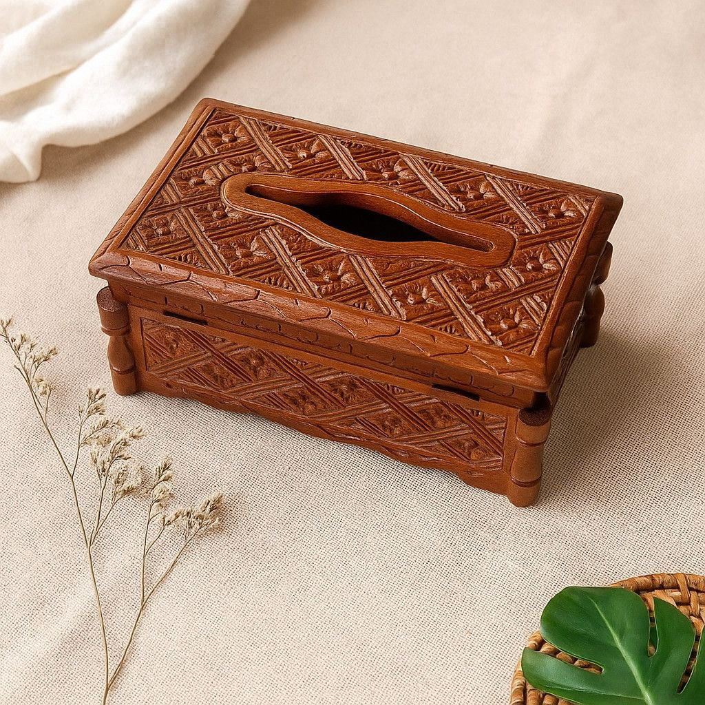 Kotak Tisu Ukir Jati / Tempat Tisu Kayu Jati