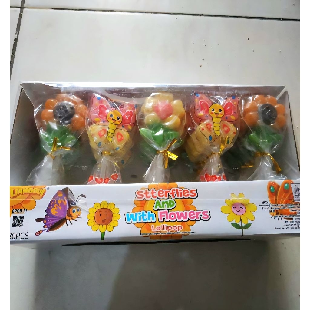 

Permen Cemilan Snack Lolipop Loli Kupu Kupu Bunga Mainan Anak Murah (isi 30 pcs)