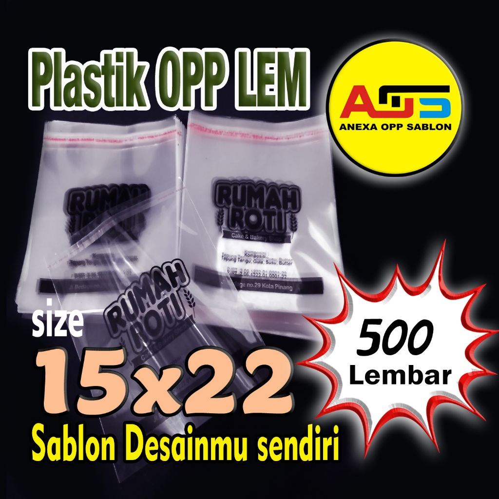 

Plastik OPP 15x22 Tebal, kemasan Roti/Bakery Sablon Custom