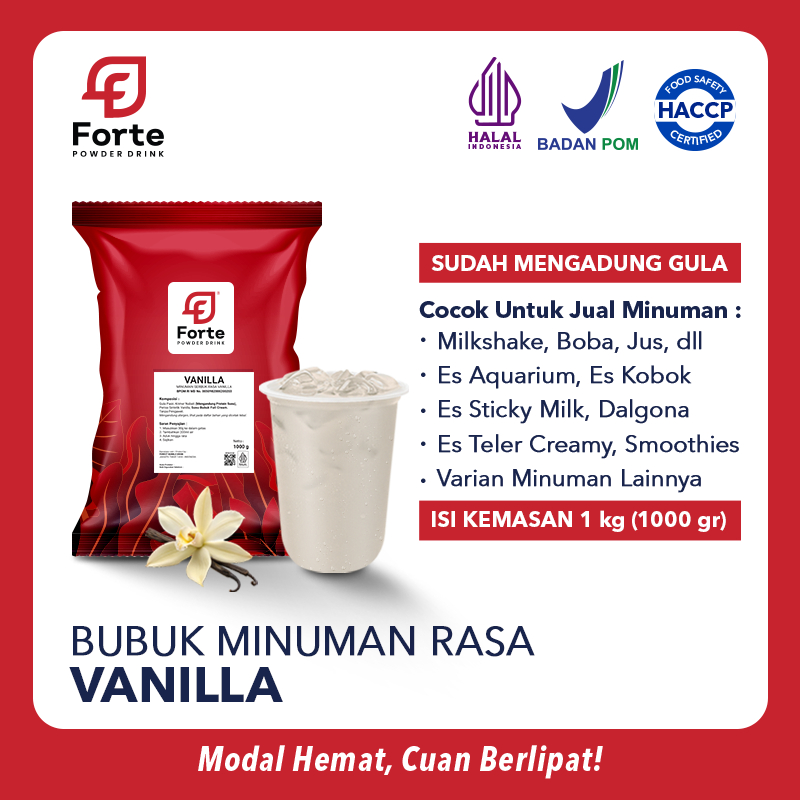 

Bubuk Minuman VANILLA 1000gr - FORTE Powder Drink Serbuk Vanila Plus GULA
