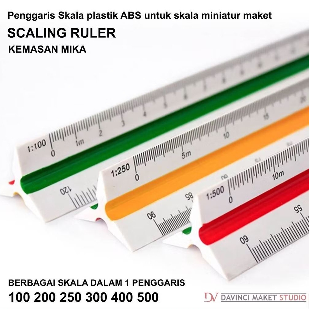 

Penggaris Skala Maket Miniatur Diorama 1:100 1:200 1:250 1:300 1:400 1:500 Plastik abs - Scaling Scale All In One Technic Ruler
