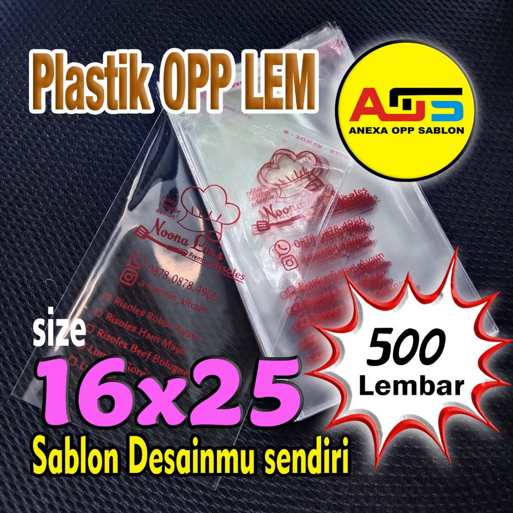 

Plastik OPP 16x25 Tebal, kemasan Roti/bakery Sablon Custom