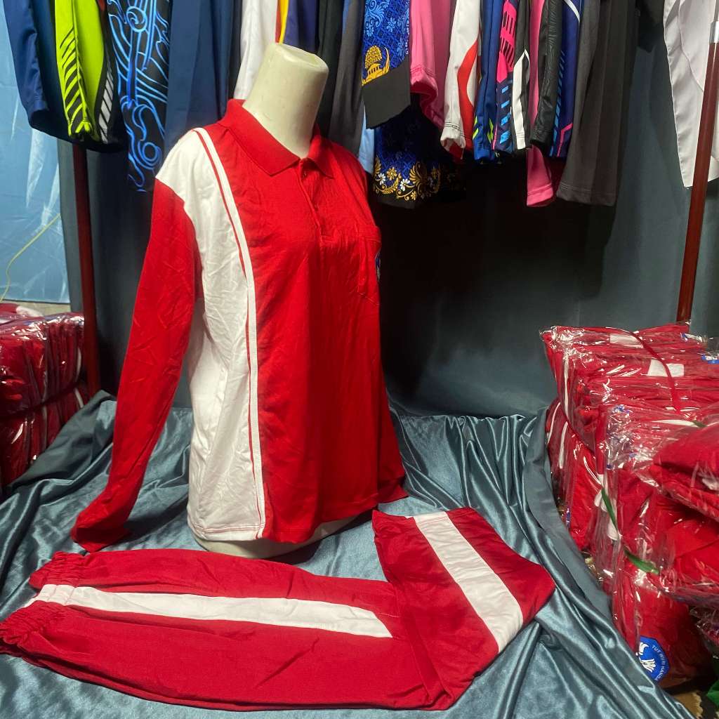 Setelan Baju Olahraga Anak Sekolah / Setelan Kaos Olahraga SMP Lengan Panjang Custom Desain