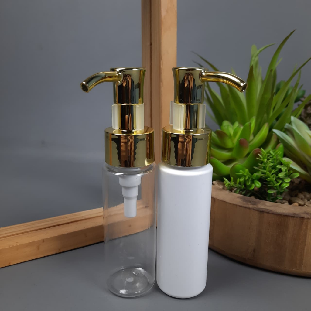 Botol Pump Clip Oil 50 Ml / Botol Pet 50 Ml RF - Tutup Pump Clip Oil Gold / Botol Pump 50 Ml / Botol