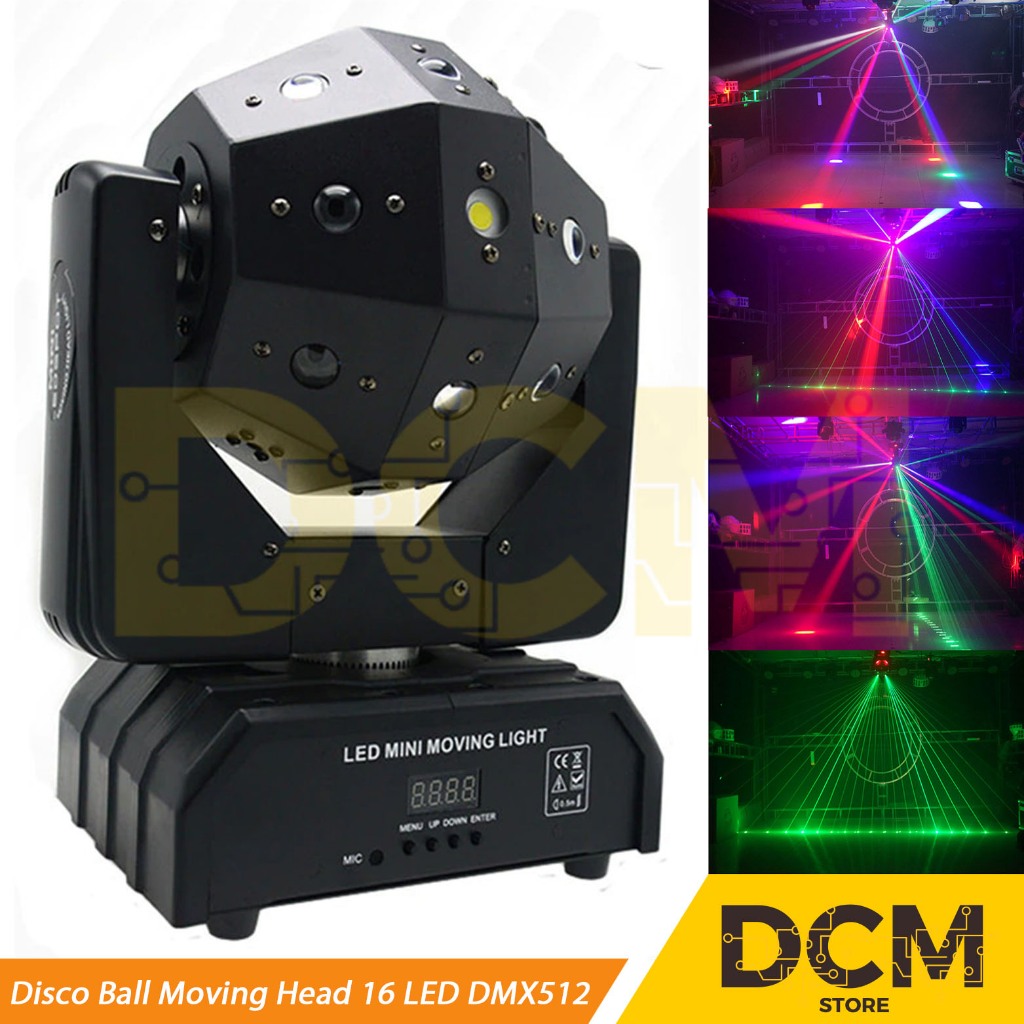 Lampu Proyektor Panggung Laser Disco Ball Moving Head 16LED DMX512