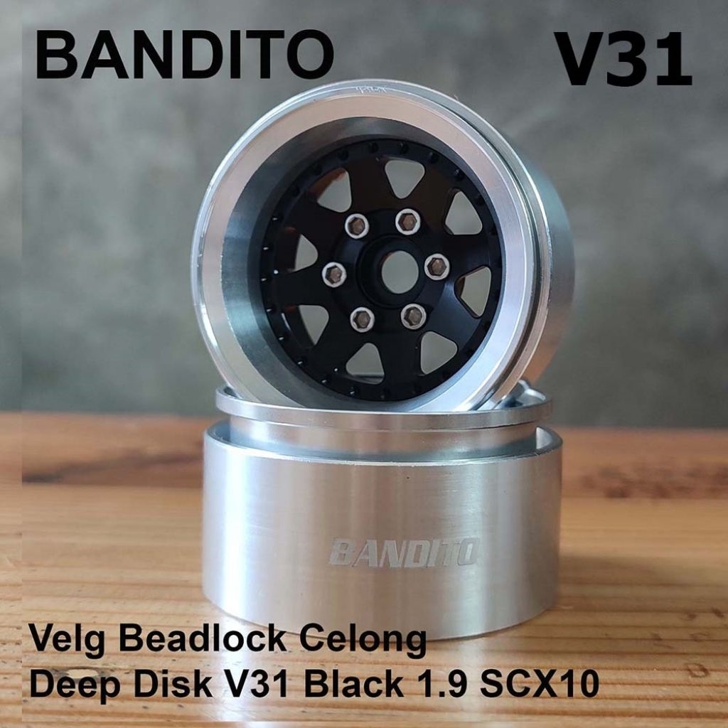 Bandito Velg Beadlock Celong Deep Disk V31 Silver 1.9 SCX10 - HITAM